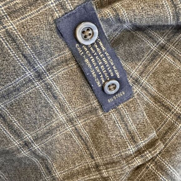 Scott Barber Brushed Cotton Button Shirt Gray Black Windowpane Plaid Size Large - Picture 5 of 9